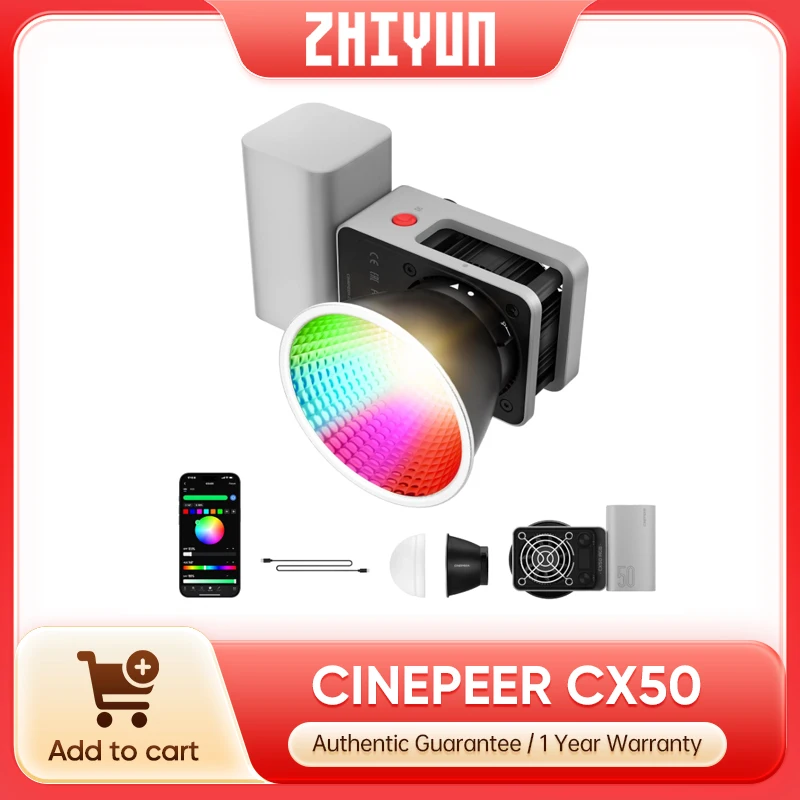 Photography Lighting Kit Portable - Lampe vidéo Zhiyun CINEPEER CX50 RGB
