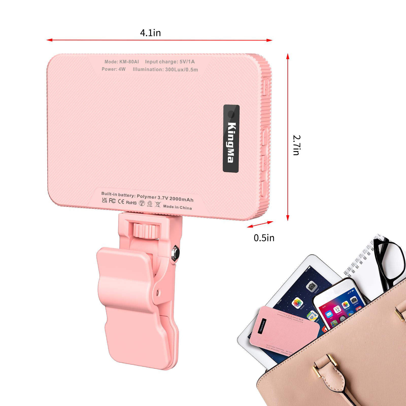 King Ma-Lampe selfie rose aste - Photography Lighting Handheld avis et prix